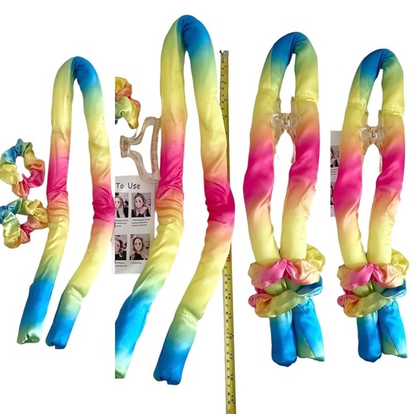 Tie Dyed Satin Heatless Curling Hair Styling Tool Set with Scrunchies and Clip - Picture 5 of 8